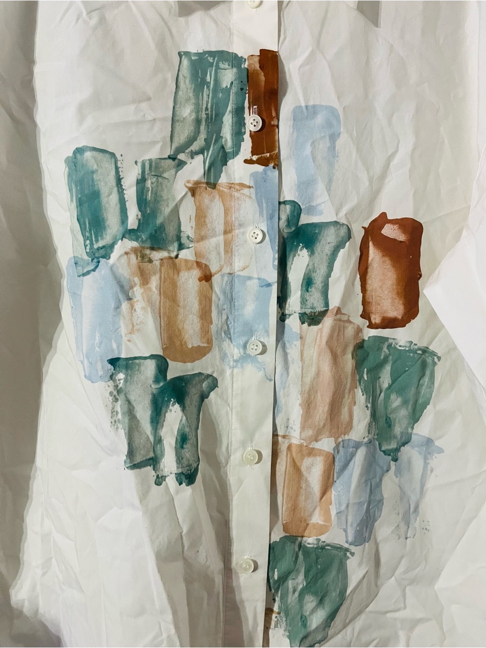 LAFAYETTE 148 Painter's Palette Print Cotton Poplin Oversized Shirt Sz L - Picture 6 of 11